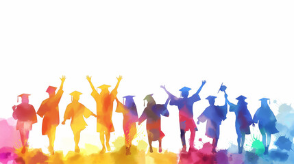 The forces of graduates are multicolored on a white background , graphics