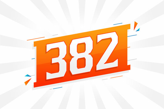382 number vector font alphabet. Number 382 with decorative element stock vector