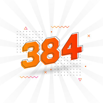 384 number vector font alphabet. Number 384 with decorative element stock vector