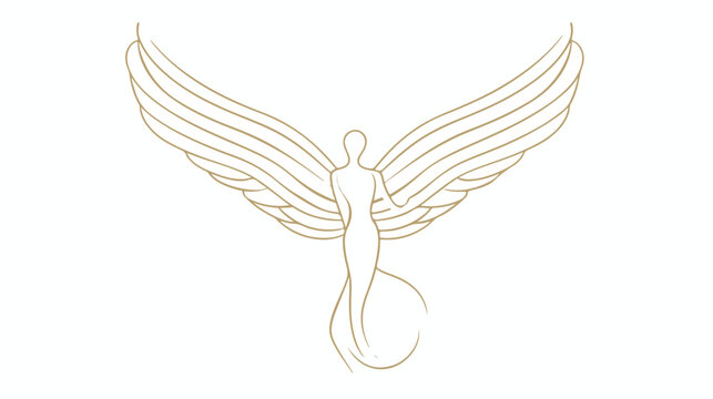 Simple line art angel logo flat vector isolated on white