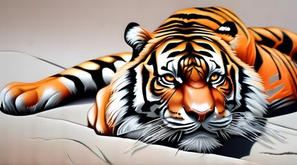 Tiger basking in sunlight, fierce and majestic amidst the sky, embodying the essence of wild beauty