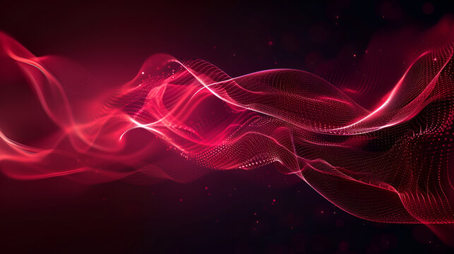 Abstract red wave on dark background. Futuristic technology style ,Red smoke on black background ,abstract red background with glowing lines and bokeh, technology background
