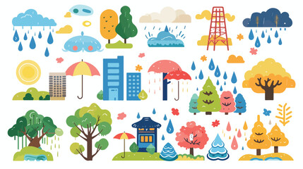 Illustration material of Japans rainy season from May