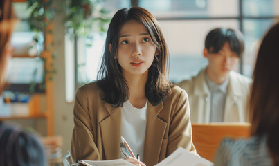 ミーティングをする女性