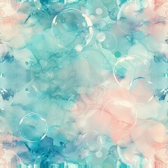 Whimsical, floating watercolor bubbles in a dance of serenity and light