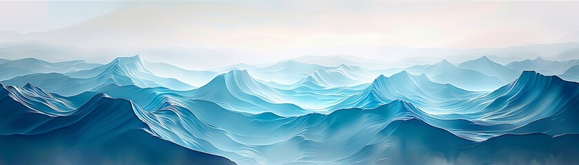 Abstract, minimalist ocean waves, rolling gently in a soothing rhythm - obrazy, fototapety, plakaty