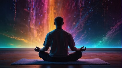 Connecting with the Infinite: Meditation Explores the Fourth Dimension Amidst a Colorful Cosmic Display