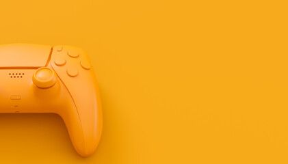 Video game joystick or gamepad in plain monochrome yellow color background © Vasyl Onyskiv