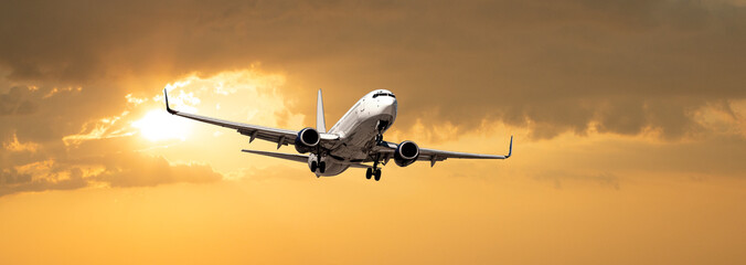 Fototapeta na wymiar A commercial passenger plane taking off