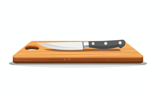 Image kitchen knife lying on a cutting board flat vector