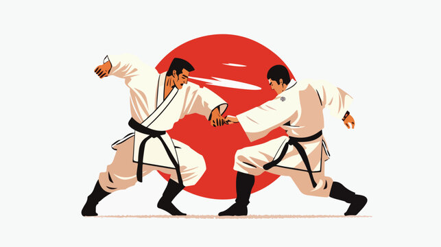 Image of Nippon Kempo match flat vector isolated on white