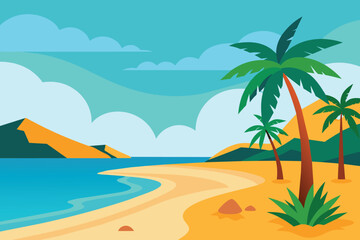 Beach Landscape at Summer Scenery vector design