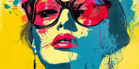 Vibrant retro pop art woman portrait