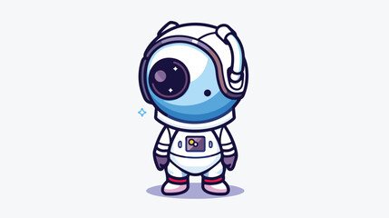 Obraz na płótnie Canvas Cute astronaut kawaii mascot character Flat vector 