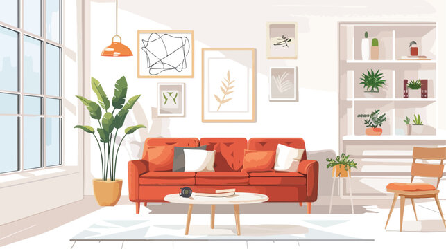 Interior of the living room. flat vector isolated on