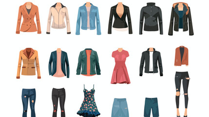 Isolated Fashion clothes male and female flat vector