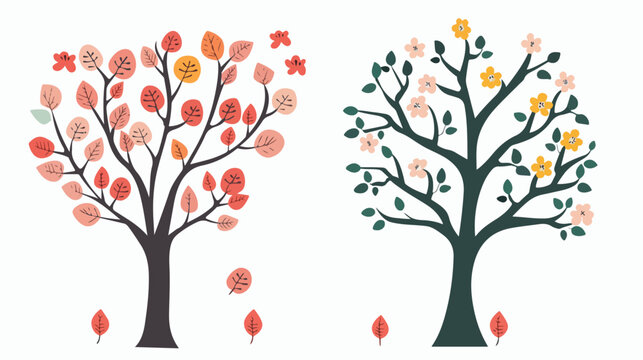 Isolated cute sheet tree flat vector isolated on white