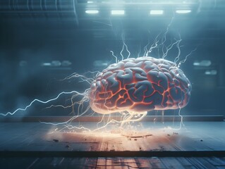 Conceptual Visualization of Futuristic Brain and Technological Advancements in a Dreamlike Digital Scenario
