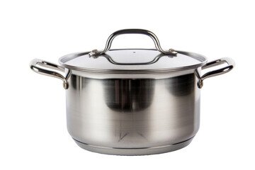 Kitchen Boiling Pot utensils for cooking isolated on background, kitchenware equipment for chef's making food. - obrazy, fototapety, plakaty