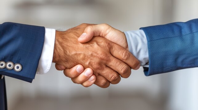 Two business people shaking hands. Business agreement and partnership concept.