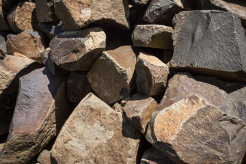 Crushed large construction stones. Textured background
