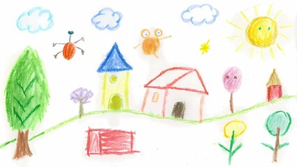 Obraz na płótnie Canvas Joyful Colors, 4-7 Years Old Artist's Crayon Masterpieces