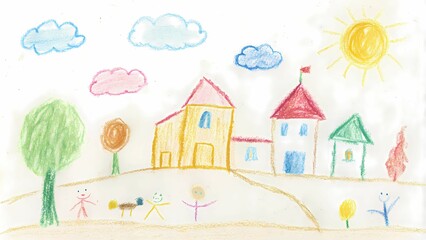 Whimsy and Wonder, Child's Artistic Journey on White Paper