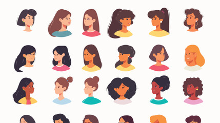 Female flat icon characters Flat vector 