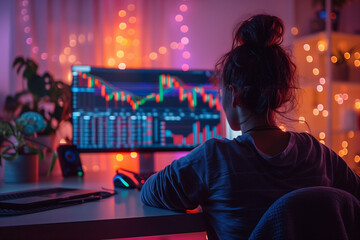 A person attending a webinar on cryptocurrency trading strategies. A woman is enjoying Electric...