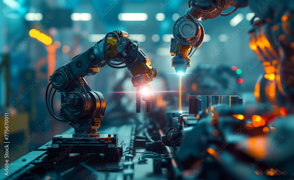 Poster precision in motion: engineer supervising robotic welding