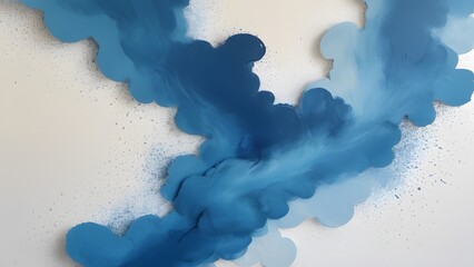 Delicate blue clouds against white on paper art style