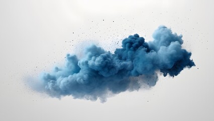 Blue cloud floating in white background