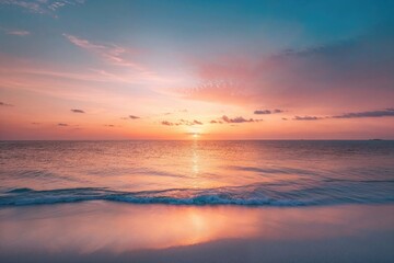 Magical Sunset Beach in the Bahamas. Paradise Vacation Scene. Well-being banner.