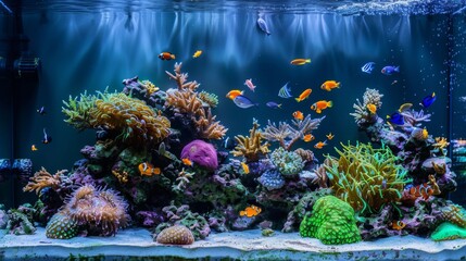 Diverse Aquarium Teeming With Various Fish Species