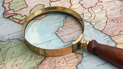Magnifier with map of Zimbabwe on abstract topographic