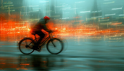 a boy riding his bike in london, fantastical contraptions,generative ai