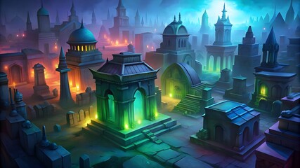 colorful lights in the city of tomb