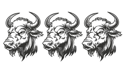 Masked buffalo sketches or inking are used to create