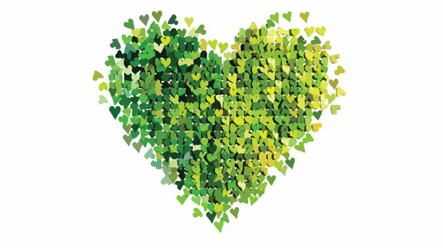 Matcha color heart-shaped pixel image on a white background