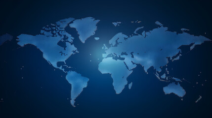 Fototapeta na wymiar World map on abstract dark blue background