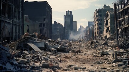 The ruins of cities destroyed after the war - obrazy, fototapety, plakaty