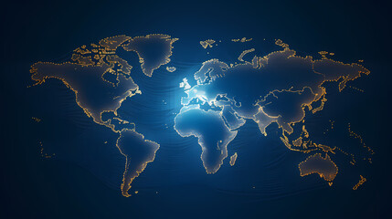 World map on abstract dark blue background