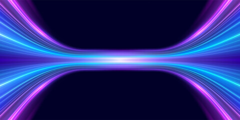 High-speed light trails effect. Abstract digital technology background. Futuristic high-tech innovation, Network connection, AI, communication, big data. Vector eps10.