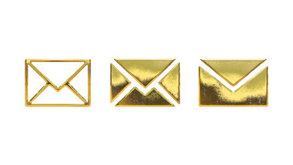 Email gold icon symbol set