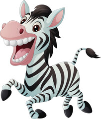 Fototapeta premium Cute zebra cartoon on white background