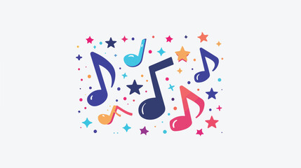 Music notes with stars icon vector filled flat sign s