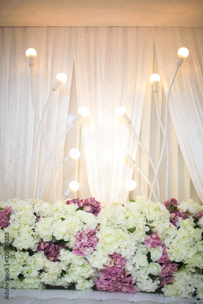 Wall mural Decorated wedding stage in classic style. Malay wedding theme. - Wall murals