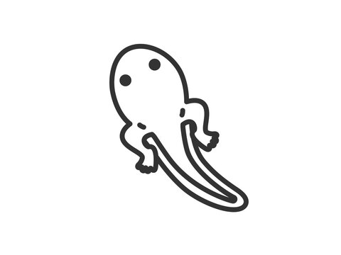 recommend clip art: 足の生えた、おたまじゃくしのアイコン（線画）のイラスト
