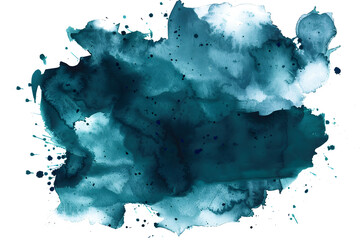 Teal and navy watercolor splotch on transparent background. - obrazy, fototapety, plakaty