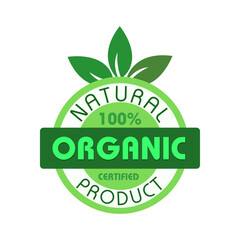 100% Natural Organic Product icon badge. Health goods